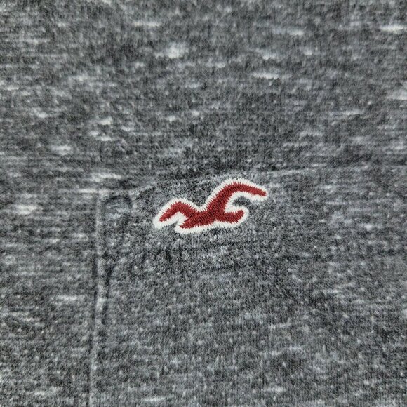 Hollister Shirt Men's Small Gray Embroidered Logo Crew Neck Long Sleeve Pocket - Picture 4 of 15